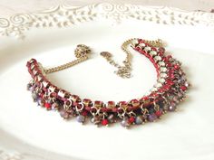 Amazing Bright red Vintage Necklace.. This Bohemian Ethnic style makes a statement without being heavy or imposing. The earthy brass-tone base color will compliment your whole wardrobe. This necklace will secure that instantaneous WOW to your look that will garner unending compliments ! Made from excellent quality materials, beads and stones beautifully decorated. Perfect with jeans, Lovely for wedding party, any other special occasion and also for daily life. Length: About 20-inch with a 3-inch Red Bohemian Bib Necklace For Festivals, Red Beaded Bohemian Bib Necklaces, Red Bohemian Necklace For Party, Bohemian Red Necklace For Party, Long Beaded Necklace, Red Vintage, Ethnic Style, Ethnic Fashion, Bright Red