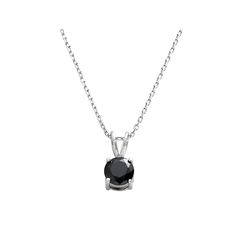 Add eye-catching style to your wardrobe with this sterling silver cubic zirconia pendant. Round black cubic zirconia stone emits dazzling sparkle. Sterling silver construction ensures lasting shine. Spring-ring clasp promises secure wear. Details: 7/16-in. pendant 16-in. necklace Sterling silver Size: One Size. Gender: female. Age Group: adult. Black Round Cut Cubic Zirconia Jewelry, Black Cubic Zirconia Pendant Jewelry, Dazzling Black Jewelry Gift, Black Cubic Zirconia Jewelry With Diamond Cut, Black Sterling Silver Jewelry With Diamond Cut, Black Sterling Silver Diamond Cut Jewelry, Black Diamond Cut Sterling Silver Jewelry, Black Diamond-cut Cubic Zirconia Necklace, Black Diamond Cut Cubic Zirconia Necklace