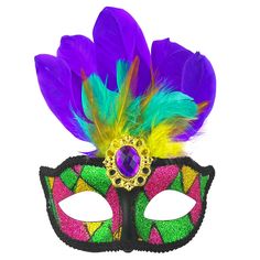 PRICES MAY VARY. ✨[Carnival Feather Mask]:Purple, green and yellow feathers, matched with shiny sequins of the same color. The middle of the mask is inlaid with purple gems, and the three-color sequin tassels on both sides will make you full of mystery, gorgeous and dazzling. 🎭[Exquisite Design]:Mardi Gras Feather Mask combines complex and exquisite design with high-quality materials to make our feather masquerade mask look more beautiful between purple and green decorations. Stand out with our Fun Carnival Costume Accessories For Themed Events, Themed Green Costume For Costume Party, Green Themed Costume Accessories For Themed Events, Themed Multicolor Costume Accessories For Party, Purple Halloween Costume For Themed Events, Multicolor Carnival Cosplay Costumes, Multicolor Rave Costume Accessories For Costume Party, Themed Purple Costumes For Costume Party, Multicolor Rave Costume Accessories