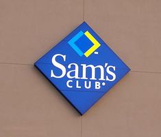 the sam's club logo is shown on a wall