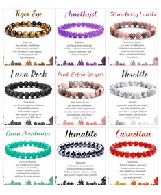 PRICES MAY VARY. Crystal Bracelets Set: 9pcs energy beads bracelets in a set,including pink zebra jasper,rose quart,tiger eye,lava stone,amethyst,and more. The stone may be different from the picture because each piece you receive stones are unique Natural Stone Bracelet: We carefully select 8mm round crystal stones, and the finest quality stretch string, firm and durable,handmade, comfortable to wear,only to give you a unique and perfect crystal bracelet Stretch Bracelet: The gemstone bracelet Good Luck Crystals Stones, Crystal Gemstone Bracelet, Chakra Bracelet Diy, Gem Bracelets, Healing Crystal Bracelets, Crystals Bracelets, Pink Zebra Jasper, Healing Gemstone Bracelets