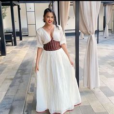 Beautiful Habesha Dress Modern Ethiopian Dress Women's Dress Habesha Kemis Eritrean Dress Women's Style ሀበሻ ቀሚስ ሀበሻ ልብስ Traditional Fitted V-neck Dress, Traditional Dresses With Short Sleeves For Ceremonies, Traditional Short Sleeve Dresses For Ceremonies, Fitted V-neck Peasant Dress, Bohemian Short Sleeve Dress For Traditional Ceremonies, Ethiopian Kemis, Oromo Dress, Habesha Dress Modern, Ethiopian Fashion