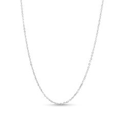 This solid-link cable chain necklace looks great on its own or with your favorite charm (sold separately). 14K white gold Diamond-cut for added sparkle 1.2mm width 18-inch necklace; lobster claw clasp Classic White Gold Charm Necklace With Cable Chain, White Gold Charm Necklace With Cable Chain For Gift, Classic Sterling Silver Charm Necklace With Cable Chain, Classic Sterling Silver Necklace With Rolo Chain, White Gold Sterling Silver Rolo Chain Necklace, Classic White Gold Necklace With Cable Chain, Minimalist Charm Necklace With Cable Chain, White Gold Sterling Silver Cable Chain Necklace, Minimalist White Gold Chain Necklace With Lobster Clasp