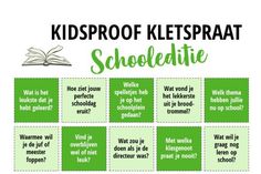 a poster with the words, kidsproof ketsprat schoollife written on it