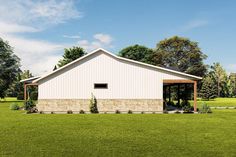 an artist's rendering of a house in the middle of a field