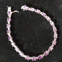 Tennis Bracelet Elegant Silver Tennis Bracelet With Amethyst, Silver Amethyst Tennis Bracelet With Gemstones, Elegant Silver Tennis Bracelet, Elegant Silver Amethyst Tennis Bracelet, Tennis Bracelet, Womens Jewelry Bracelets, Tennis, Amethyst, Women Jewelry