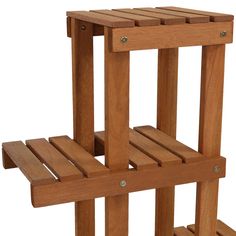 three wooden stools stacked on top of each other in the shape of a square