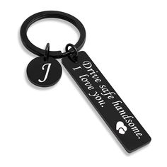 PRICES MAY VARY. 【Drive Safe Keychain】Drive safe keychain gifts for your boyfriend or husband and your driver trucker husband,This personalized key keychain makes an elegant and sentimental gift,the inspirational message will remind your lover to keep safe while he is driving,will be an unique gift to express your love. 【Boyfriend Gift】 Drive Safe Keychain Gifts for Your Boyfriend,Valentines Day gift for Boyfriend,Birthday gift for Boyfriend,Anniversary Gifts for Boyfriend.A beautiful way to rem Drive Safe Keychain, Keychain Funny, Unique Keychain, Keychain Gifts, Letter Keychain, Girlfriend Christmas, Valentine Gifts For Husband, Mens Keychains, Funny Gifts For Him