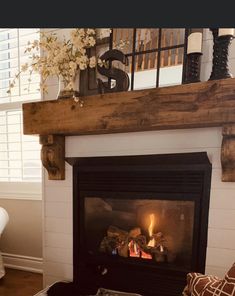 a living room with a fire place in it