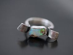 rough Ethiopian opal ring, size 7.25, raw opal, uncut opal, organic design, natural stone, statement ring, cocktail ring, unique, handmade Unique Ethiopian Opal Ring, Unique Handmade Ethiopian Opal Ring, Handmade Open Opal Ring, Unique Handmade Open Opal Ring, Handmade Unique Open Opal Ring, Rough Opal Ring, Raw Amethyst Ring, Opal Statement Ring, Raw Opal Ring