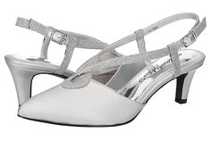 Easy Street Finesse - High Heels : Silver Satin : Channel your fashionista side by wearing the super elegant and classy Easy Street Finesse Heels. Faux leather upper. Fabric lining. Padded insole. Adjustable buckle strap closure for a customizable fit. Fashionable tear drop upper design. Pointy toe. Flared heel. Easy Flex outsole made of synthetic rubber offers all-day comfort. Imported. Measurements: Single Shoe Weight: 1.73 oz. Weight of footwear is based on a single item, not a pair. Synthetic Heels With Buckle Closure And Almond Toe, Synthetic Almond Toe Heels With Buckle Closure, High Heels Silver, Heels Silver, Silver High Heels, Easy Street, Synthetic Rubber, Tear Drop, Product Reviews