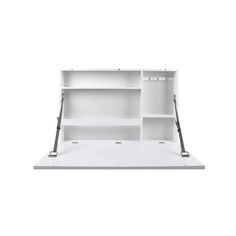 PRICES MAY VARY. WORK COMFORTABLY AT HOME – This wall-mounted desk can be attached to any wall to create a convenient and comfortable space to work from home. OPEN AND CLOSE AS NEEDED – The spacious desk and interior shelves can be instantly hidden away by closing the door with the magnetic latch. TAKE NOTES AND MAKE LISTS – Use the chalkboard front on this floating desk to jot down notes, to-do lists and more when the desk is closed. EASY TO HANG – The included French cleat wall-mounting hardwa White Wood Desk, Murphy Table, Murphy Desk, Storage Cubby, Wall Mounted Table, Wall Mounted Desk, Floating Desk, Folding Desk, Wall Desk