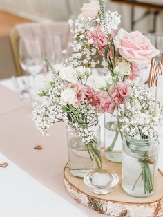 Flowers in milk bottles Pink And Sage Floral Arrangements, Pink Theme Engagement, Wedding Centerpieces Blush Pink, Blush Pink Engagement Party, Wedding Table Flowers Pink, Wedding Pink Green White, Pale Pink Bridal Shower Ideas, White Pink Green Wedding Flowers, Sage Pink Gold Wedding