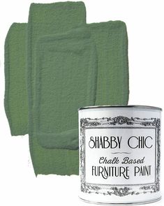 a can of shabby chic chalk based furniture paint next to two green towels