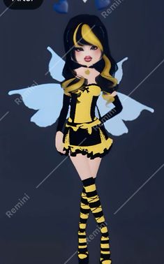 a cartoon girl dressed in yellow and black