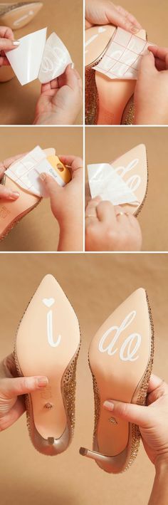 Learn how to make your own custom, wedding shoe stickers! Diy Wedding Shoes, Custom Wedding Shoes, Shoes Ideas, Wedding Goals, Wedding Time, Diy Shoes, Bridal Shoes, Fun Wedding