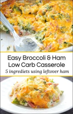 broccoli and ham low carb casserole with 5 ingredients using leftover ham