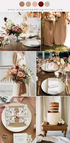 a collage of photos with white and gold decorations