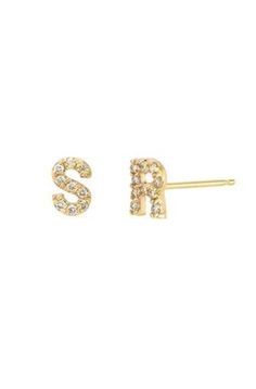 This mini initial diamond stud earring can be stacked with hoops or worn alone. You can even mix & match the letters or colors-so fun and flirty! Available in 14k yellow, white and rose gold. Diamond Weight Approximate: 0.22 cttw Sold as a single, add quantity 2 if you want a pair.  Earring Length: Approximately 7mm Made to order, please allow 2-4 weeks for order processing. Match The Letters, Diamond Stud, Stud Earring, Diamond Earrings Studs, Diamond Studs, Yellow White, Gold Diamond, Initials, Stud Earrings