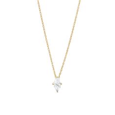 Perfect your everyday look with the regal sparkle of this marquise-cut diamond solitaire pendant in 14K gold. Fashioned in 14K gold The 1/2 ct. marquise-cut diamond solitaire sparkles in a classic four-prong setting. This pendant suspends along an 18.0-inch rope chain that secures with a spring-ring clasp. Gold Marquise Solitaire Necklace, Yellow Gold Marquise Necklace With Single Diamond, Elegant Marquise Diamond Necklace With Single Diamond, Gold Marquise Solitaire Necklace For Formal Occasions, Elegant Gold Marquise Solitaire Necklace, Formal Gold Marquise Solitaire Necklace, Elegant Marquise Cut Yellow Gold Diamond Necklace, Elegant Yellow Gold Marquise Cut Diamond Necklace, Timeless Marquise Diamond Necklace In Gold