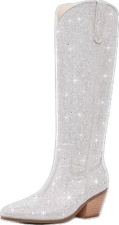 Sparkling Winter Boots With Round Toe, Sparkling Fitted Winter Boots, Fitted Sparkling Winter Boots, Winter Party Boots With Rhinestones, Glamorous Winter Boots With Rhinestones, Glamorous Rhinestone Winter Boots, Glamorous Winter Boots With Bling, Winter Rhinestone Boots With Round Toe, Winter Boots With Rhinestones And Round Toe