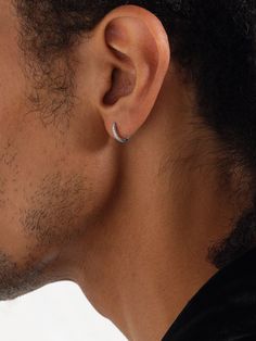 Mateo's understated hoop earring works well for every day. Set with 0.12-carats of diamonds, it's handcrafted from white gold and designed to comfortably hug your lobe. Earring For Men, Jewelry Gift Guide, Mens Earrings Hoop, Fine Jewelry Designers, Fine Jewelry Gift, Luxury Gifts, Fine Jewellery Earrings, Silver Hoop Earrings, Mr Porter