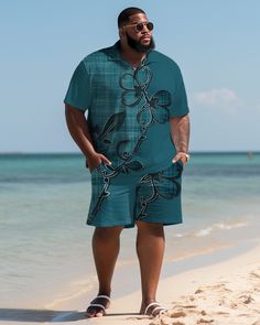 Plus Size L-9XL Hawaiian Shirt Shorts Set is a stylish outfit for summer. It consists of a Hawaiian-style short-sleeve shirt and comfortable shorts for men looking for on-trend and casual styles.This set is characterized by its loose fit and comfortable fabric. It's made from lightweight cotton fabric that's extremely breathable and sweat-wicking to keep you cool and comfortable on hot days. The design of the shirt is inspired by the traditions and scenery of Hawaii, with bright colors and unique prints, adding a touch of lively and bright colors to the whole set.The shirt has a loose fit to suit all shapes and sizes. It has a variety of sizes to choose from, from L to 9XL, which can meet the needs of customers of different sizes. The shorts feature a minimalist design with a comfortable, Big And Tall Summer Shorts With Pockets, Outfit For Summer, Comfortable Shorts, Casual Styles, Man Set, Unique Prints, Shorts For Men, Stylish Outfit, Holiday Style