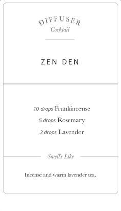 Zen Den, Essential Oils Collection