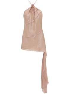 blush beige lurex detailing draped detailing ruffled detailing floral motif halterneck spaghetti straps sleeveless asymmetric hem Slippers Outfit, Birthday Fits, Weekly Outfits, Chic Top, Flower Detail, Mood Board Fashion, Straight Leg Trousers, Dream Clothes, Cami Top