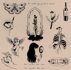 an image of various tattoo designs on paper