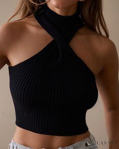 Lasaky - Sivio Elegantly Twisted Vest: Sophisticated, Sleek, Backless Halter Neck Top with a Slim-fit Design