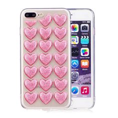 pink glitter heart phone case for the iphone 6 / 5s or 4g,