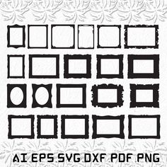 some black and white square frames on a white background with the text at eps svt dxf png