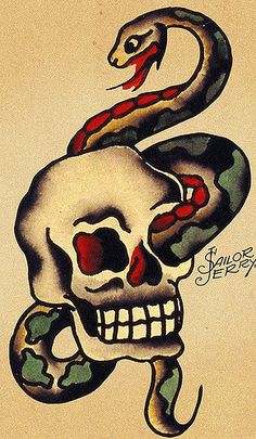 a drawing of a skull and snake on a piece of paper