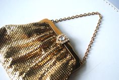 Gatsby vintage 30s,  liquid gold mesh, art deco  , wedding , evening  purse . Made by Whiting and Davis in USA. Victorian Gold Bag For Party, Victorian Rectangular Evening Bag For Party, Antique Style Evening Clutch Bag, Victorian Gold Party Bags, Antique Style Clutch For Vintage Events, Antique Clutch Evening Bag For Vintage Events, Vintage Gold Evening Bag, Victorian Gold Evening Bag For Party, Gold Vintage Formal Evening Bag