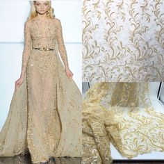 Just in-2020 collection, paisley shaped beaded tulle fabric. This embroidery is beautifully stitched and can be used on clothing or as appliqués Sold by the yard Fabric is 54 inches wide Gold Lace Fabric, Mom Dresses, Gold Tulle, Beaded Lace Fabric, Beaded Tulle, Lace Trims, Gold Fabric, Wedding Gowns Lace, Gold Lace