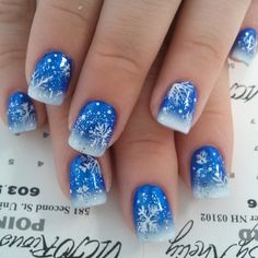 January Nails Ideas Gel, Snow Nail Designs, Snow Nails Winter, Blue Christmas Nails Winter, Snowflake Nail Design, Christmas Watch, Christmas Nails Diy, Nails Acrylic Coffin, Snow Nails