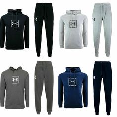 New Men's Under Armour Fleece Set New With Tags Retail price: $130 Hit the gym in style wearing these Under Armour Men's Rival Fleece Logo Joggers.  Fashioned with a loose fit and fleece lining, these sweatpants are comfy, soft and warm. Brace for cold weather wearing the Under Armour Men's Rival Fleece Logo Hoodie.  Made with logo detailing and a kangaroo pocket, this hoodie is comfortable, sleek and cozy. YOU CHOOSE COLOR & SIZE!!!! Available in Men's size M, L, XL or XXL Available in Black, C Hooded Fleece Activewear For Jogging, Winter Fleece Tracksuit In Athleisure Style, Winter Jogging Hoodie Activewear, Winter Sportswear Sweats For Jogging, Gym Fleece Tracksuit With Ribbed Cuffs, Fleece Tracksuit With Ribbed Cuffs For Gym, Winter Jogging Activewear With Drawstring Hood, Winter Gym Tracksuit With Ribbed Cuffs, Winter Jogging Fleece Hoodie