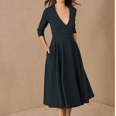 Reposhing This Item I Purchased From @Glkattan. Nwt. Questions? Leave A Comment Below! Fall A-line Midi Dress For Dinner, Formal Fall A-line V-neck Dress, Fall Formal A-line V-neck Dress, Formal A-line V-neck Dress For Fall, Evening Fit And Flare V-neck Midi Dress, Fit And Flare V-neck Dress For Evening, Formal Green Fitted V-neck Dress, A-line Midi Dress For Fall Cocktail Events, Flattering Silhouette Dress For Date Night In Fall