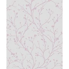 a white and beige wallpaper with branches on it