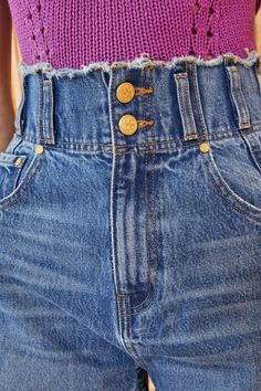 The Charlotte Short - Danube Medium Indigo Wash Blue Cotton Denim Jean Short - Ulla Johnson Premium Denim, Ulla Johnson, Cotton Style, Cotton Shorts, Jean Shorts, Denim Jeans