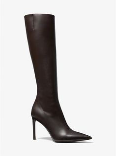 Tatjana Leather Boots | Michael Kors Sleek Tall Leather Boots, Black Knee Boots, Michael Kors Boots, Wardrobe Wishlist, Luxury Fashion Brands, Fancy Shoes, Pointed Toe Boots, Shoe Inspo, Shoe Boot Sandals