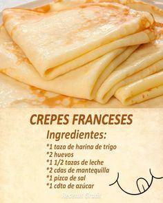 the ingredients for crepes are displayed on a plate with an advertise