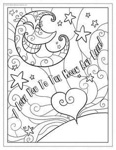 an adult coloring page with hearts and stars