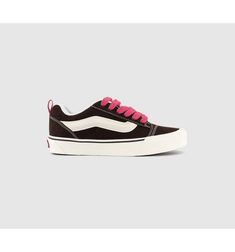 Introducing the Vans Knu Skool in the vintage brown and pink colourway. The exaggerated silhouette elevates your collection with an oversized tongue and padded ankle collars adding extra comfort. Vans Shoes Old Skool, Canvas Shoe, Brown And Pink, Sneakers Addict, Retro Color, Vintage Brown, Trainers Women, Vans Shoes, Canvas Shoes