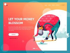 a flat design landing page for a blog with an image of a man on skis