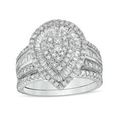 a white gold diamond ring set