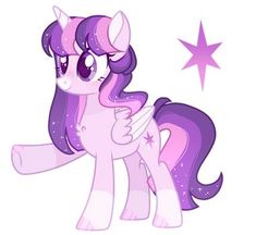 a pink pony with purple hair and stars