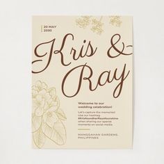 a brochure with the words iris and ray written in cursive writing