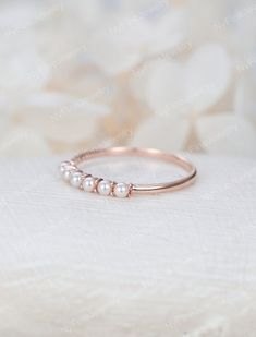 Akoya Saltwater Pearl Wedding Band Women Rose Gold Stacking | Etsy Pearl Wedding Band, Pearl Wedding Bands, Art Deco Rose, Matching Wedding Rings, Wedding Band Women, June Birthstone Ring, Deco Rose, Saltwater Pearls, Gold Ring Stack